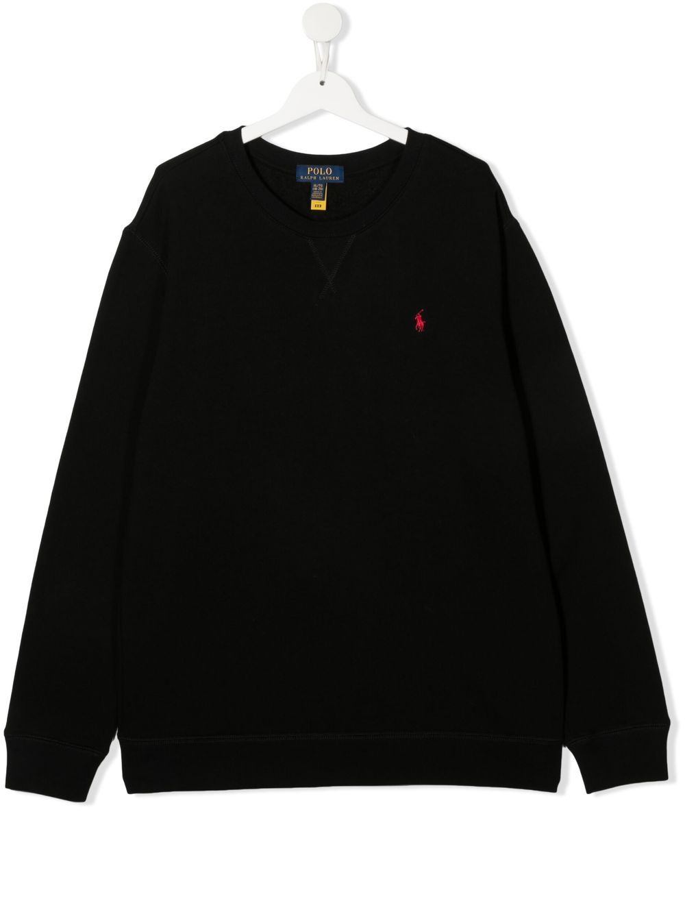 POLO RALPH LAUREN Maglia girocollo nera con logo ricamato sul petto 