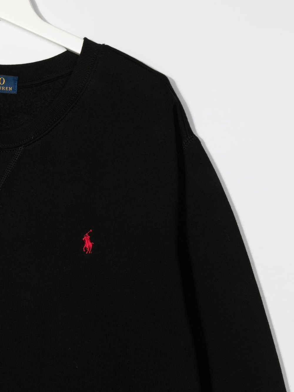 POLO RALPH LAUREN Maglia girocollo nera con logo ricamato sul petto 
