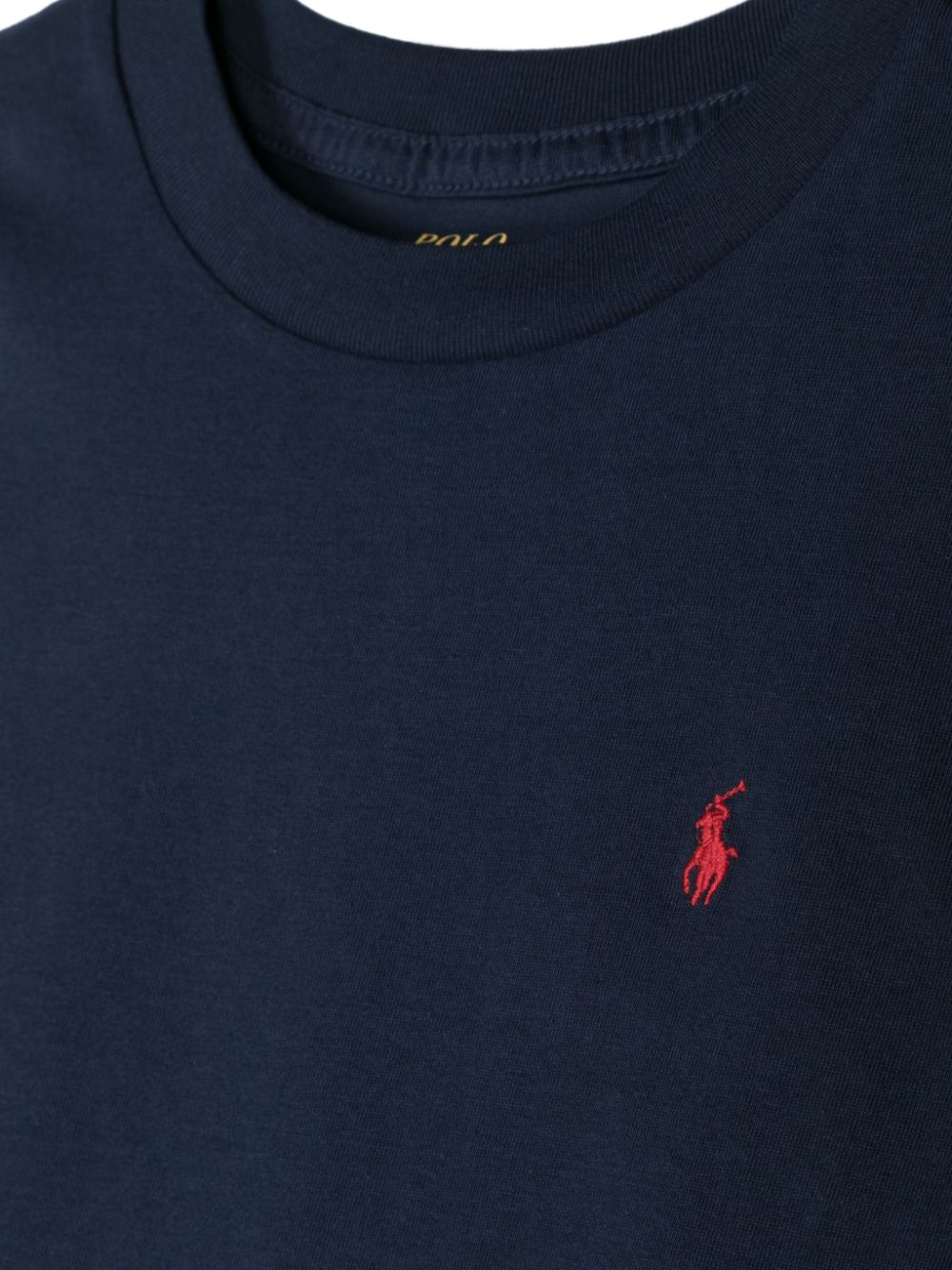 POLO RALPH LAUREN T-shirt in cotone blu con logo ricamato 
