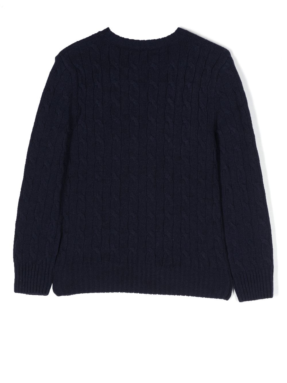 POLO RALPH LAUREN Maglia girocollo blu notte in lana a maniche lunghe 