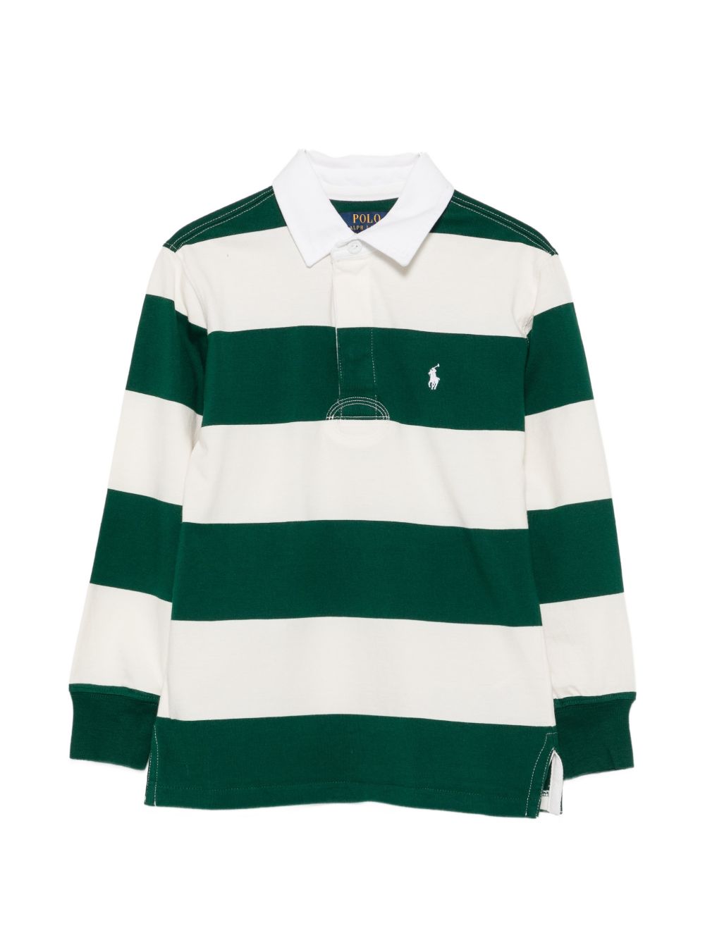 POLO RALPH LAUREN Polo in cotone a righe bianche e verdi 