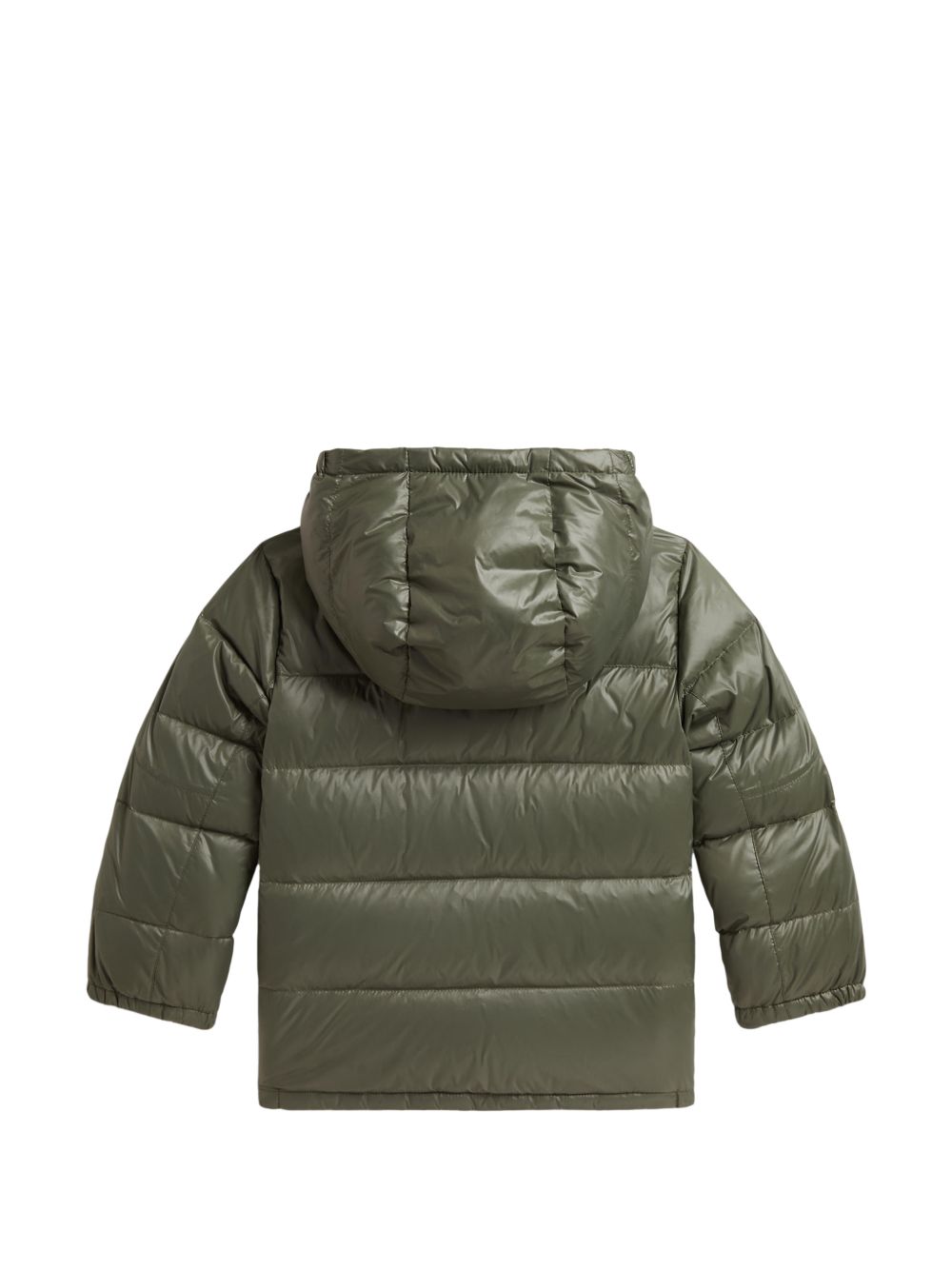 POLO RALPH LAUREN Piumino corto verde lucido con cappuccio 