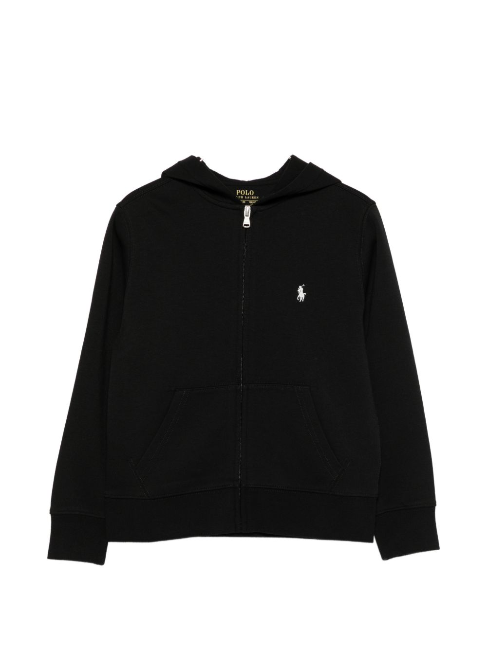 POLO RALPH LAUREN Felpa nera in cotone con cappuccio e tasche 