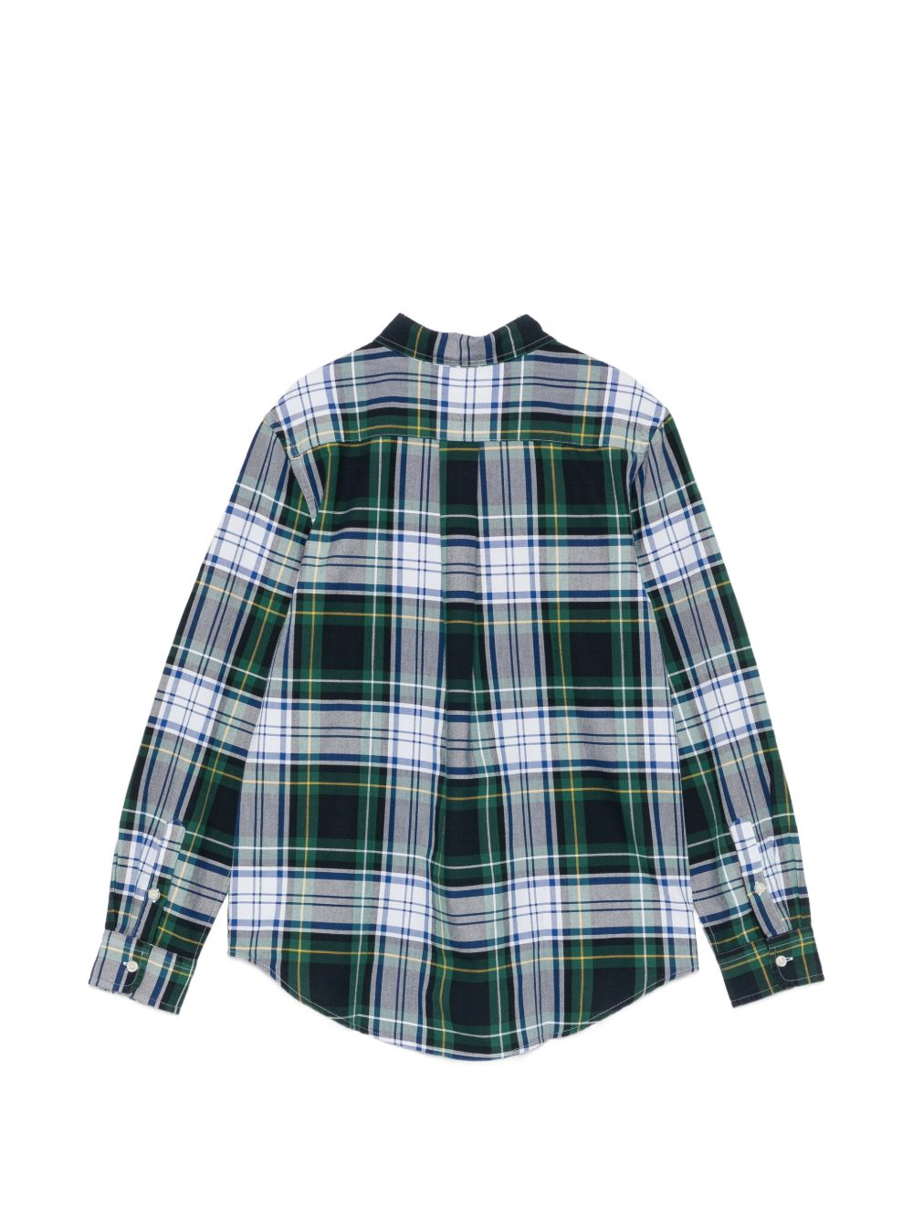 POLO RALPH LAUREN Camicia in cotone a quadri scozzesi verdi con logo 