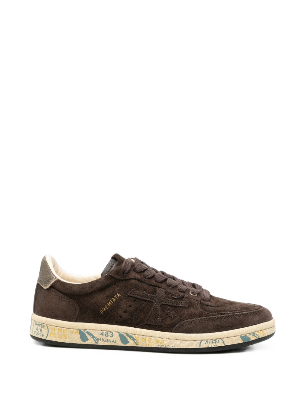 PREMIATA Sneakers BSKT in Pelle e Suede Dark Brown 
