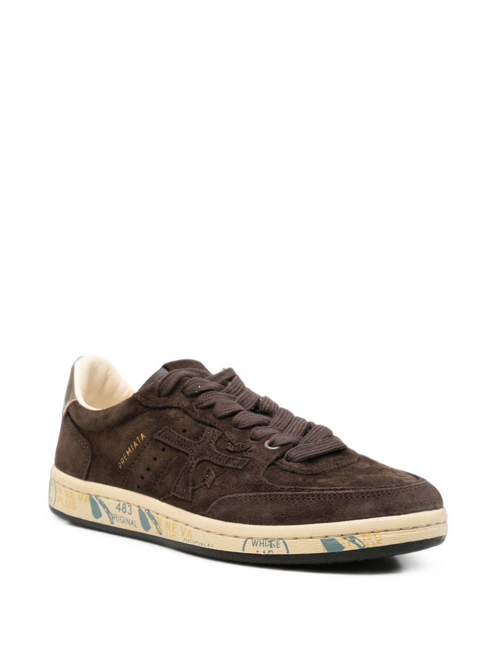 PREMIATA Sneakers BSKT in Pelle e Suede Dark Brown 