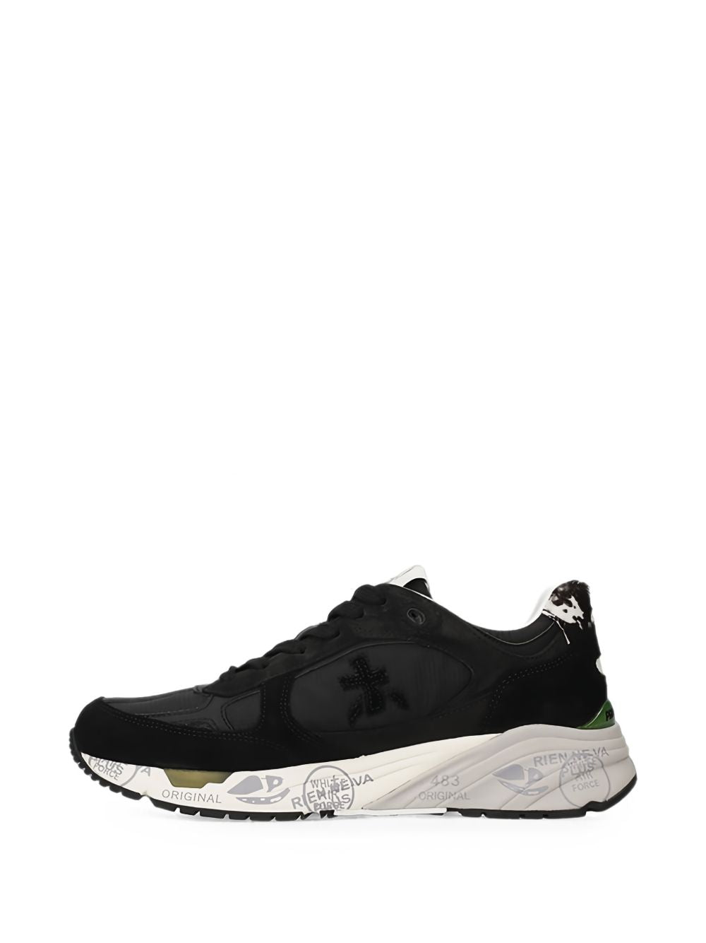 PREMIATA Sneakers Mased nere con dettagli in pelle scamosciata 