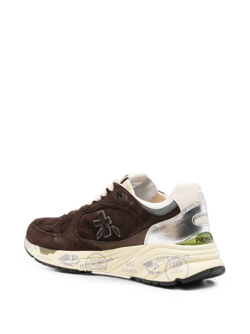 PREMIATA Sneakers Mased marroni con dettagli argentati e inserti in suede 