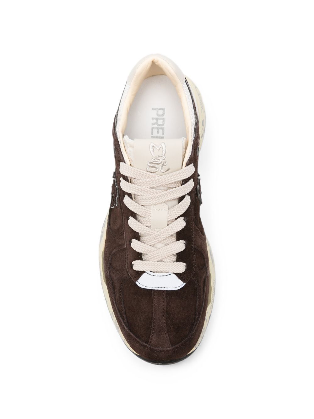 PREMIATA Sneakers Mased marroni con dettagli argentati e inserti in suede 