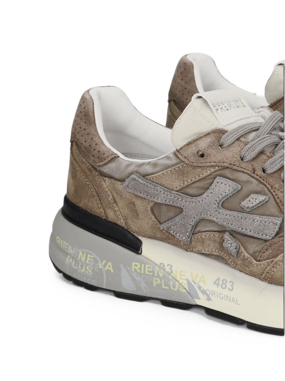 PREMIATA Sneakers marroni in suede con dettagli e logo grigio 