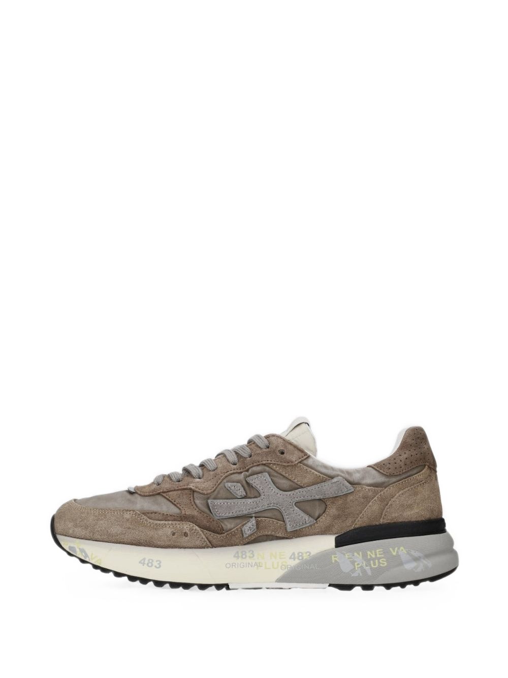 PREMIATA Sneakers marroni in suede con dettagli e logo grigio 