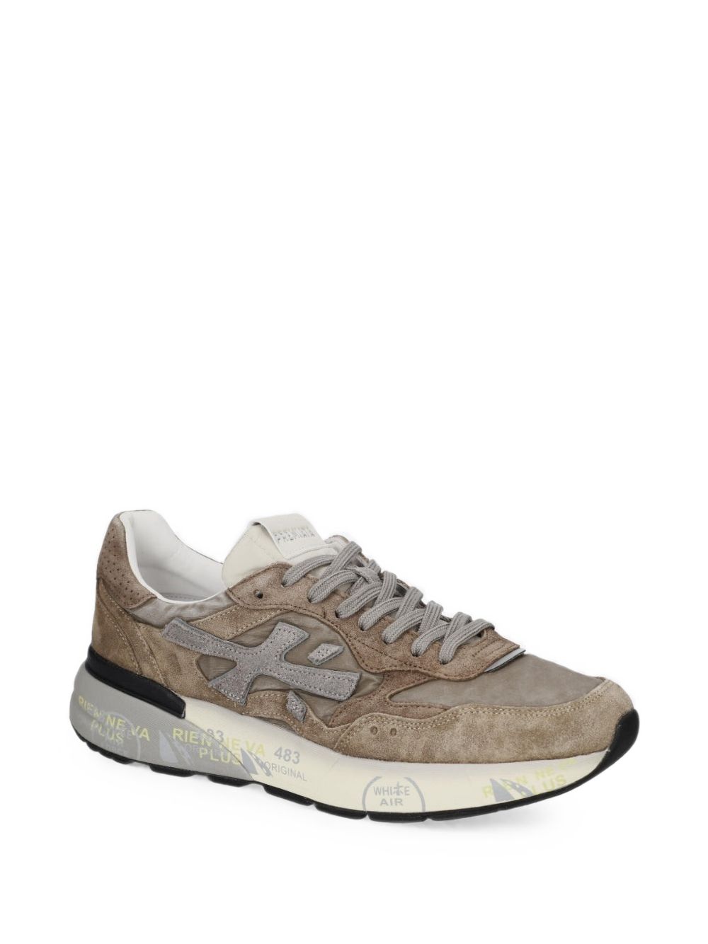 PREMIATA Sneakers marroni in suede con dettagli e logo grigio 