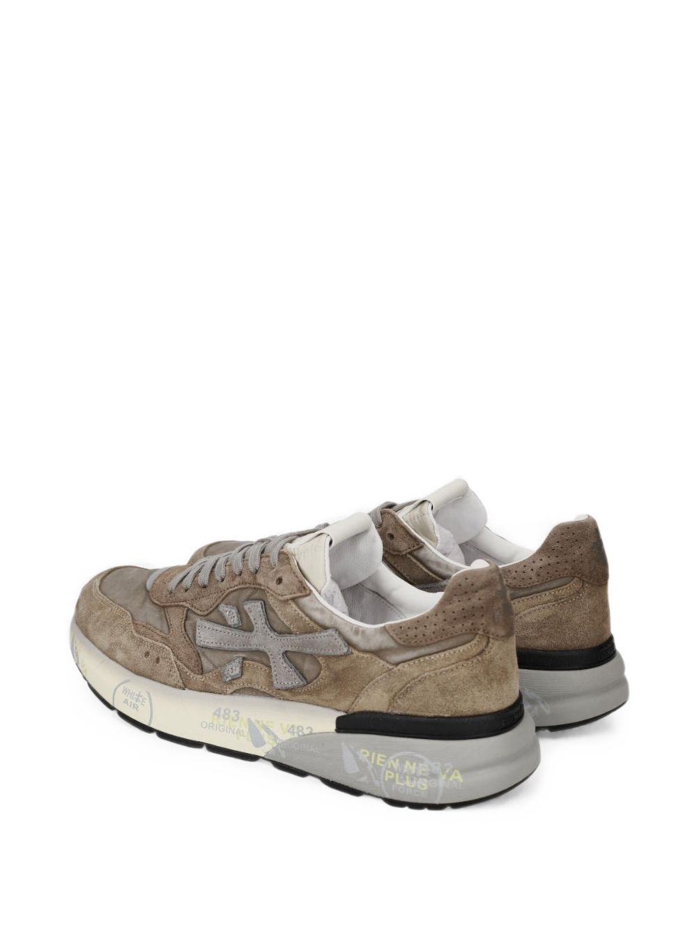 PREMIATA Sneakers marroni in suede con dettagli e logo grigio 