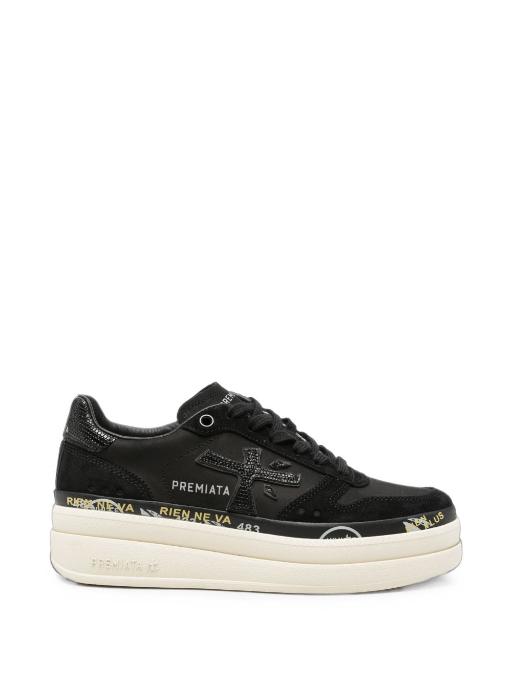 PREMIATA Sneakers MICOL in pelle nera con doppia suola 