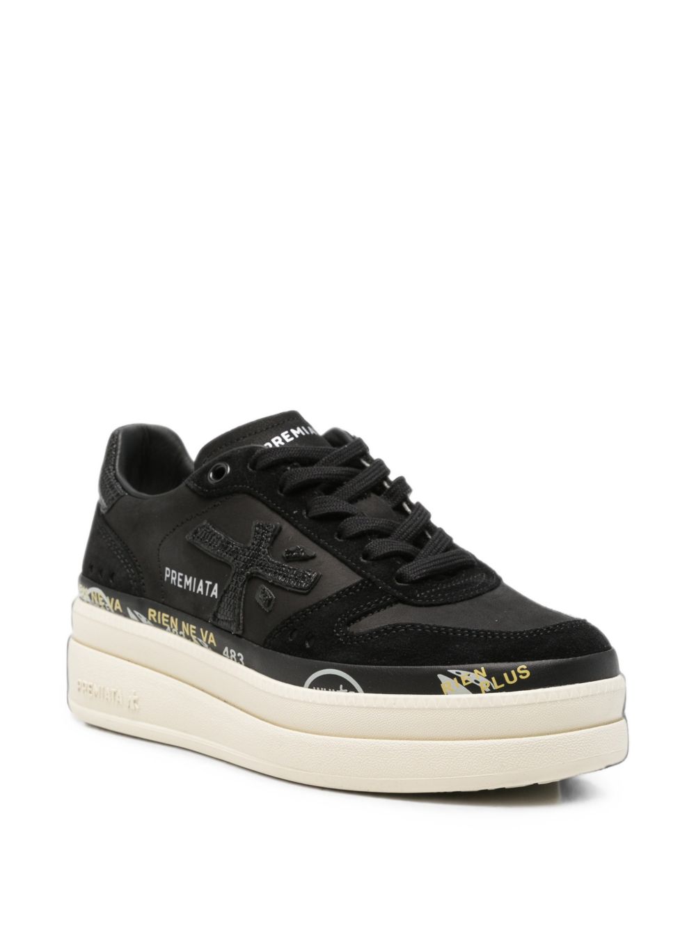 PREMIATA Sneakers MICOL in pelle nera con doppia suola 