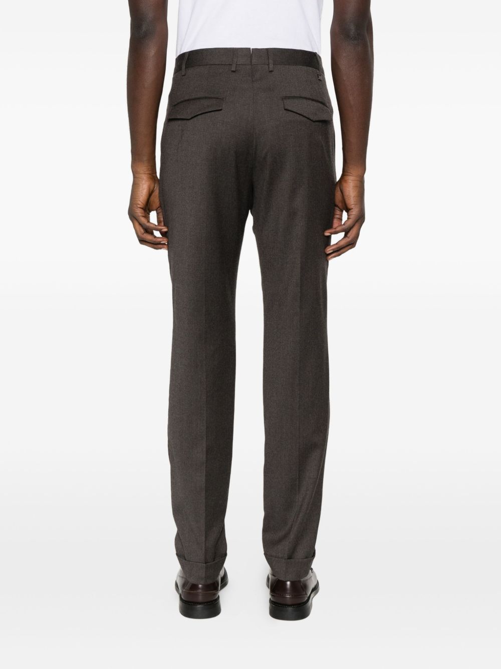PT TORINO Pantalone casual elegante marrone in lana con pinces 