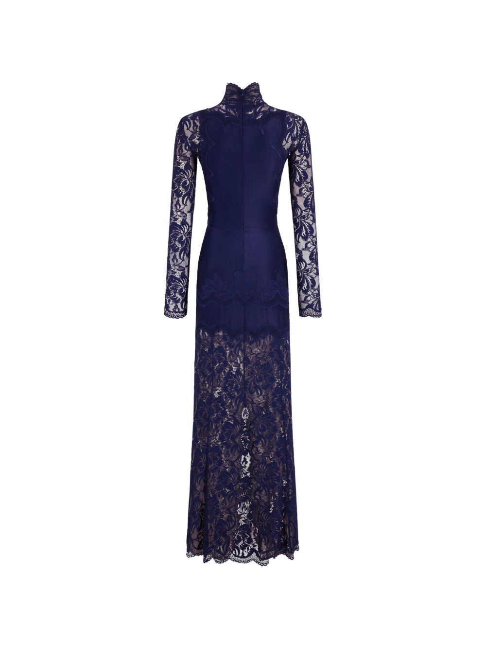 RABANNE Abito lungo elegante blu viola con ricami e pizzo 