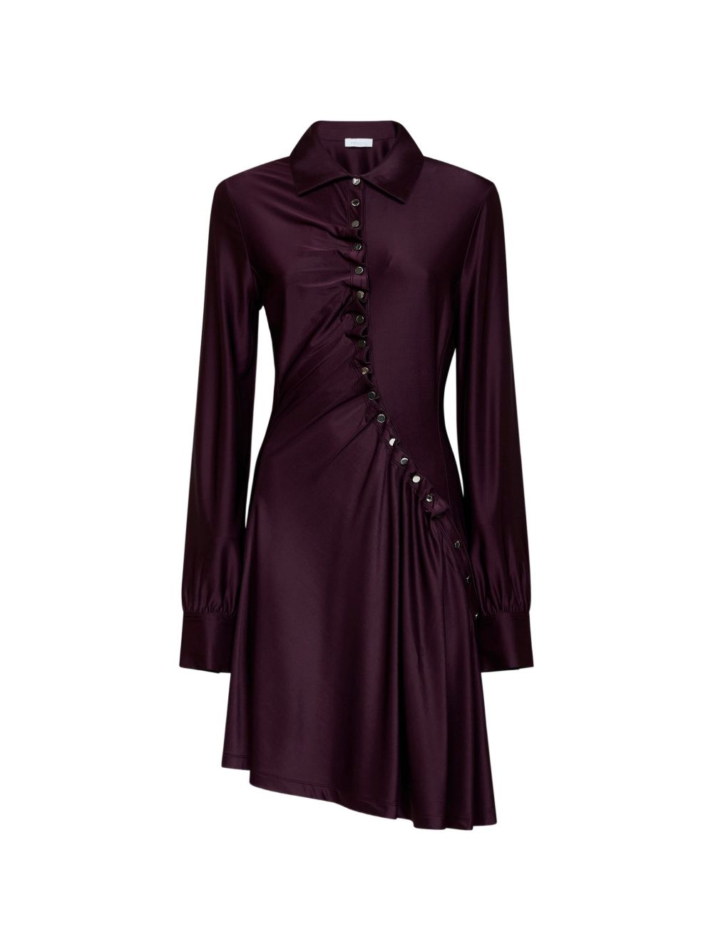 RABANNE Abito camicia asimmetrico drappeggiato viola melanzana 
