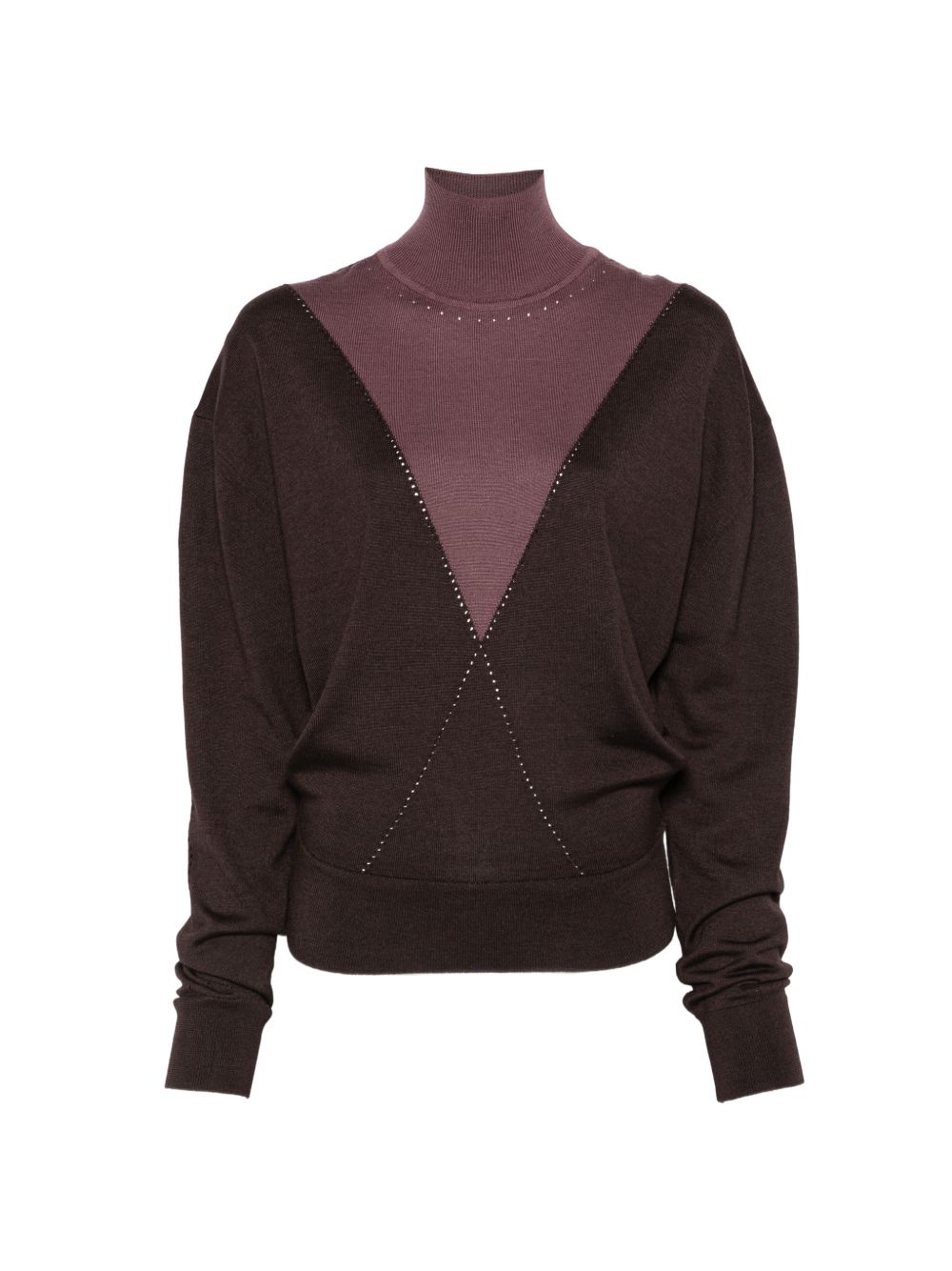 RABANNE Maglione a Collo Alto Marrone e Malva 