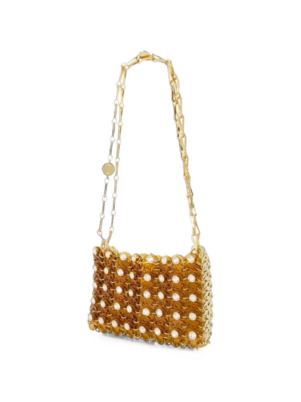 RABANNE Borsa a spalla 1969 Nano in maglia metallica dorata 