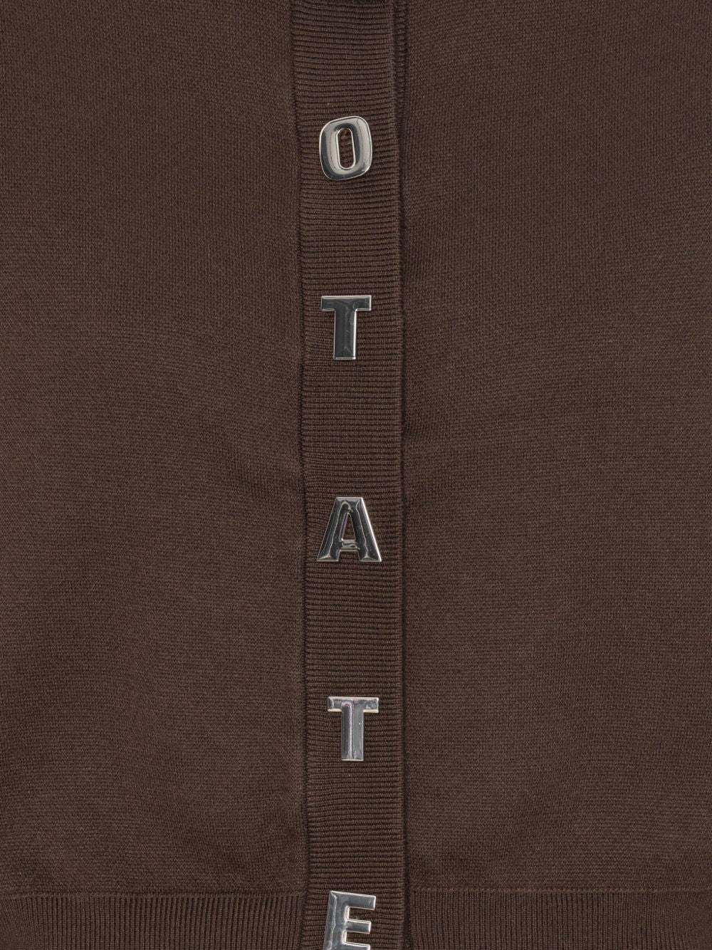 ROTATE Cardigan Firm Knit crop in cotone e cashmere marrone 