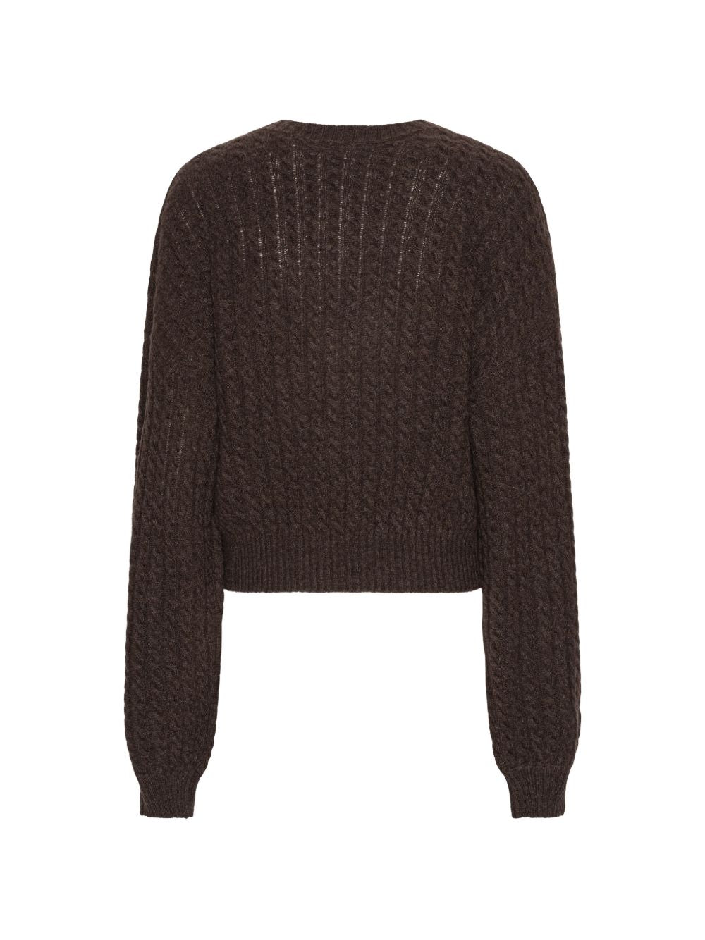 ROTATE Maglia a trecce in misto lana e cashmere con scollo a V 