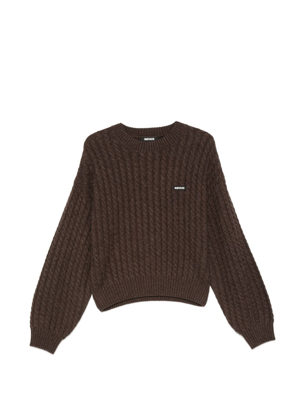 ROTATE Maglia marrone in lana e cashmere con patch logo 