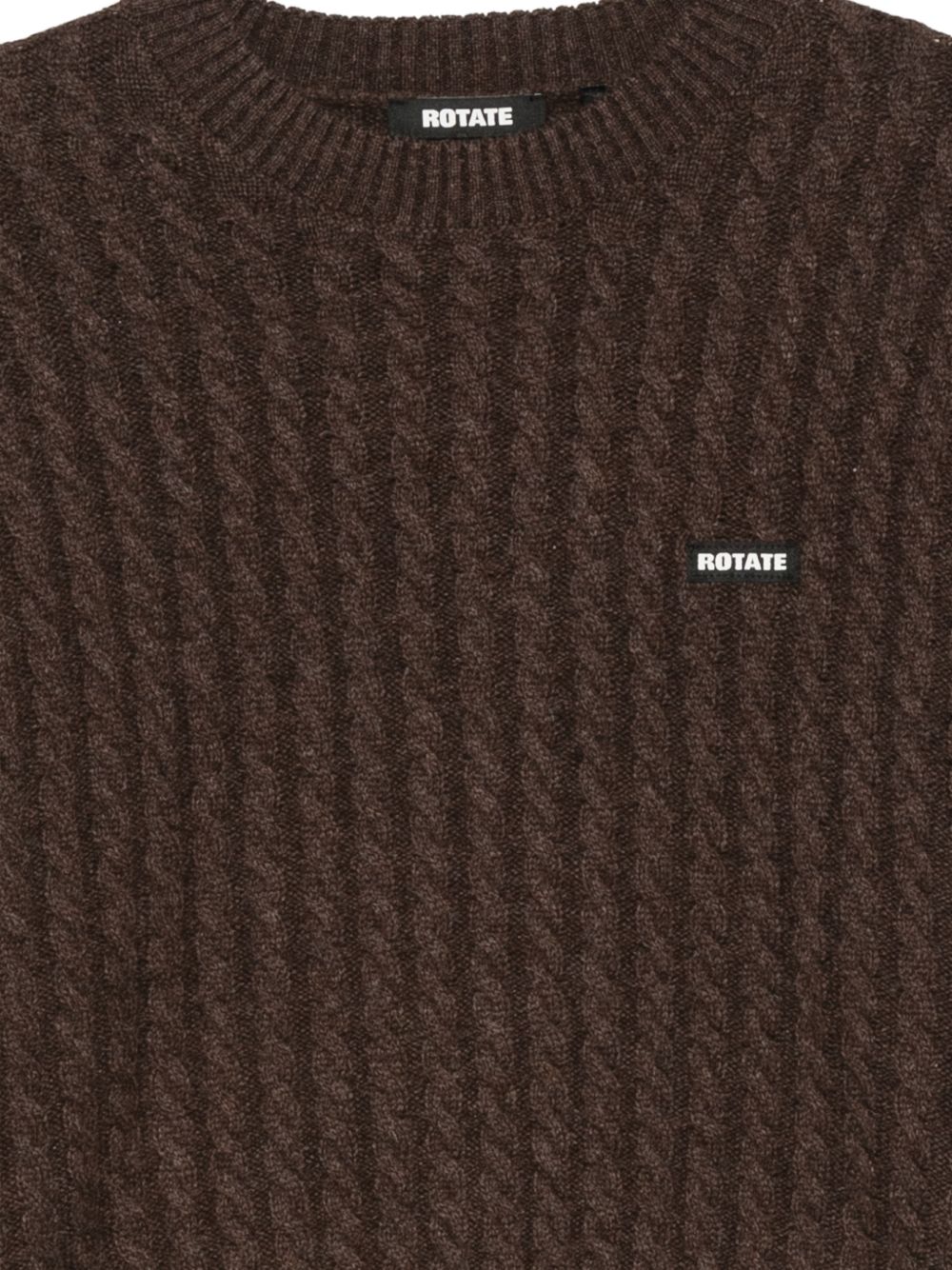 ROTATE Maglia marrone in lana e cashmere con patch logo 
