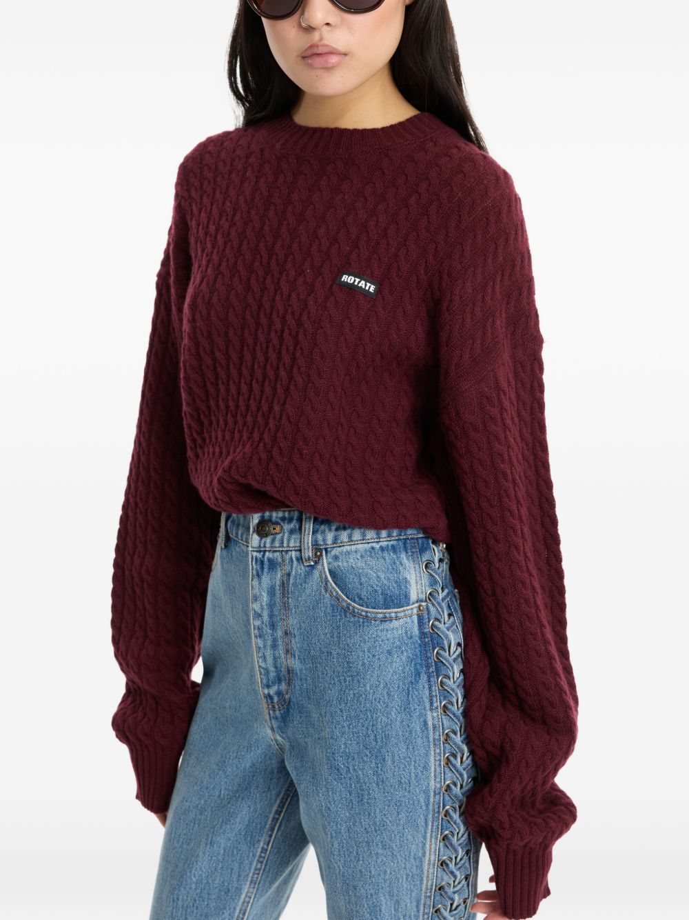 ROTATE Maglione bordeaux con lavorazione a trecce 