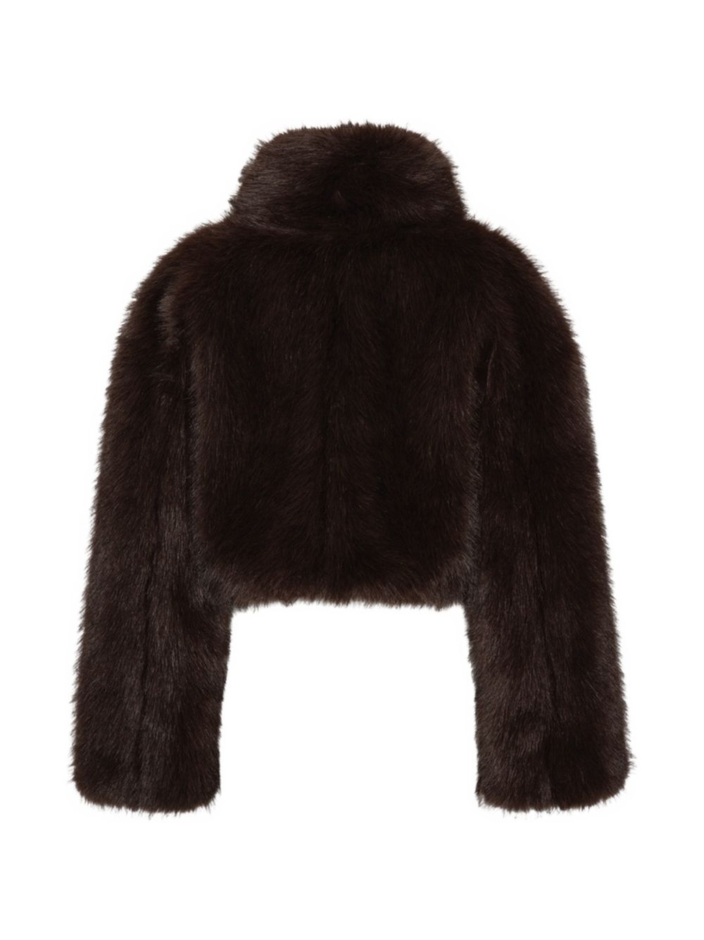 ROTATE Giacca corta oversize in ecopelliccia marrone 