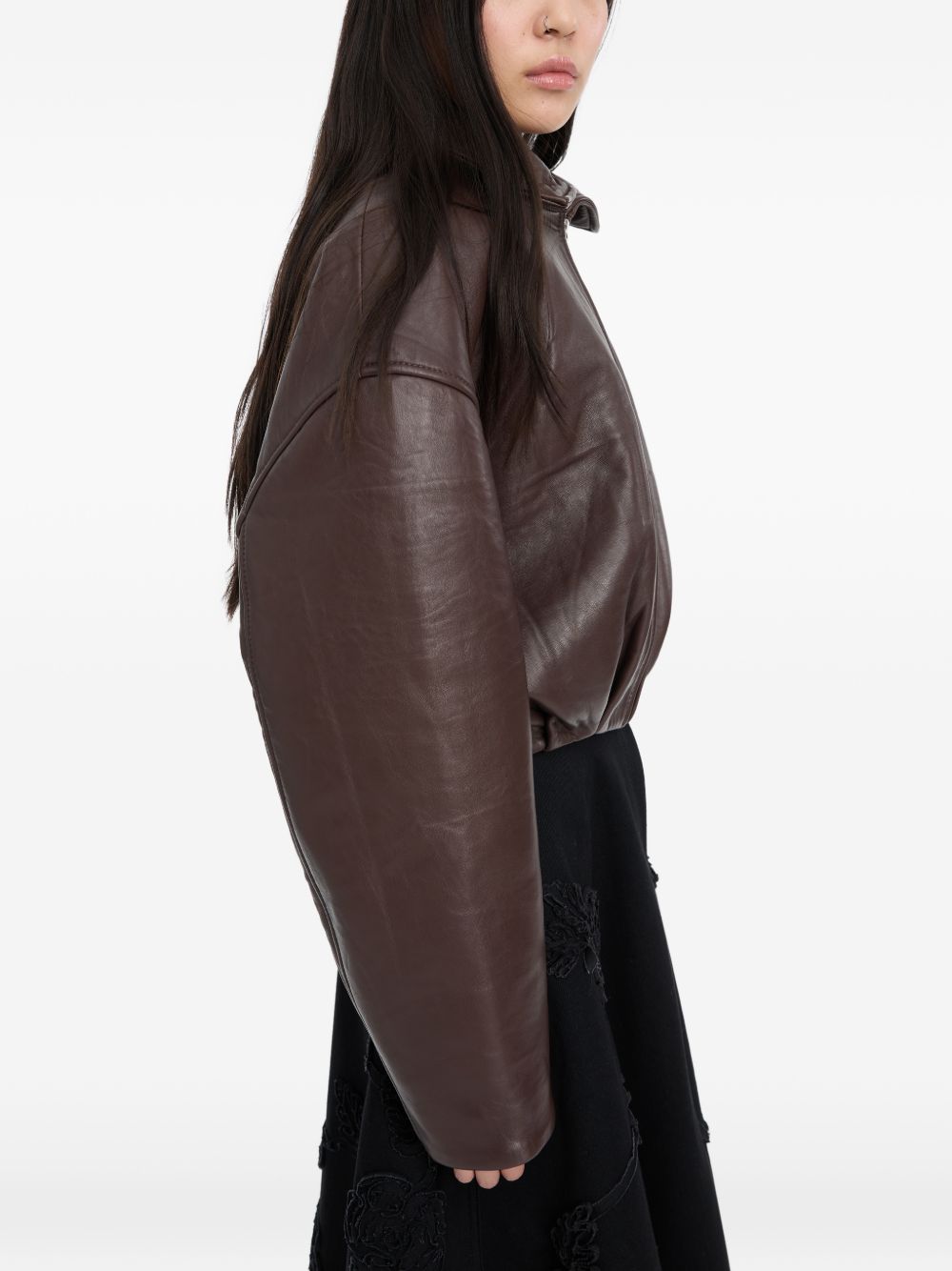 ROTATE Giacca blouson in pelle dal volume ampio 
