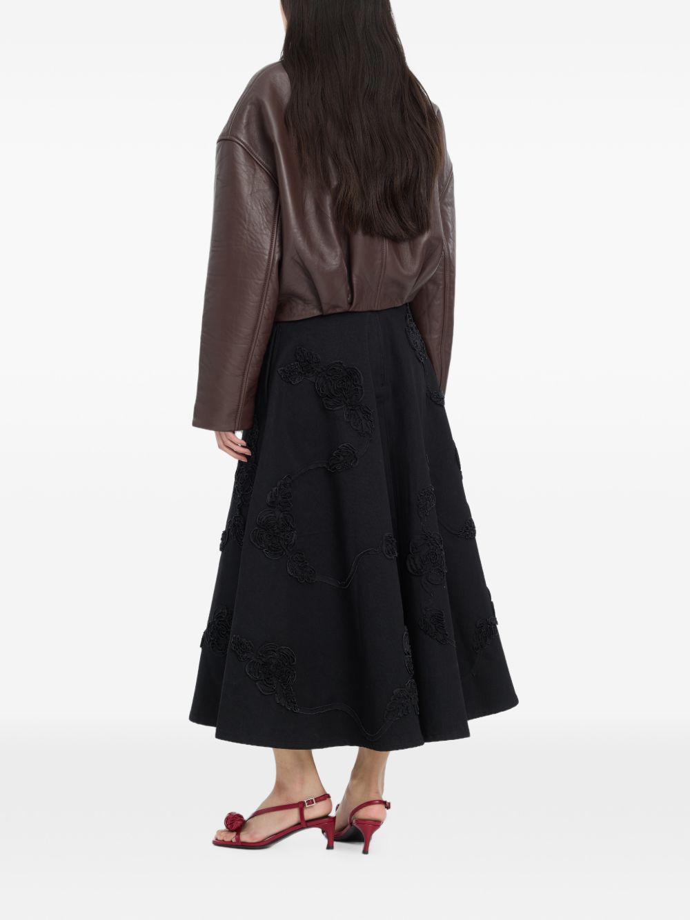 ROTATE Giacca blouson in pelle dal volume ampio 