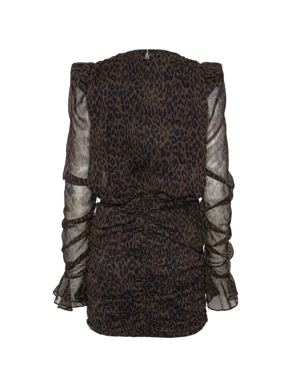 ROTATE Miniabito marrone animalier tono su tono con texture arricciata 