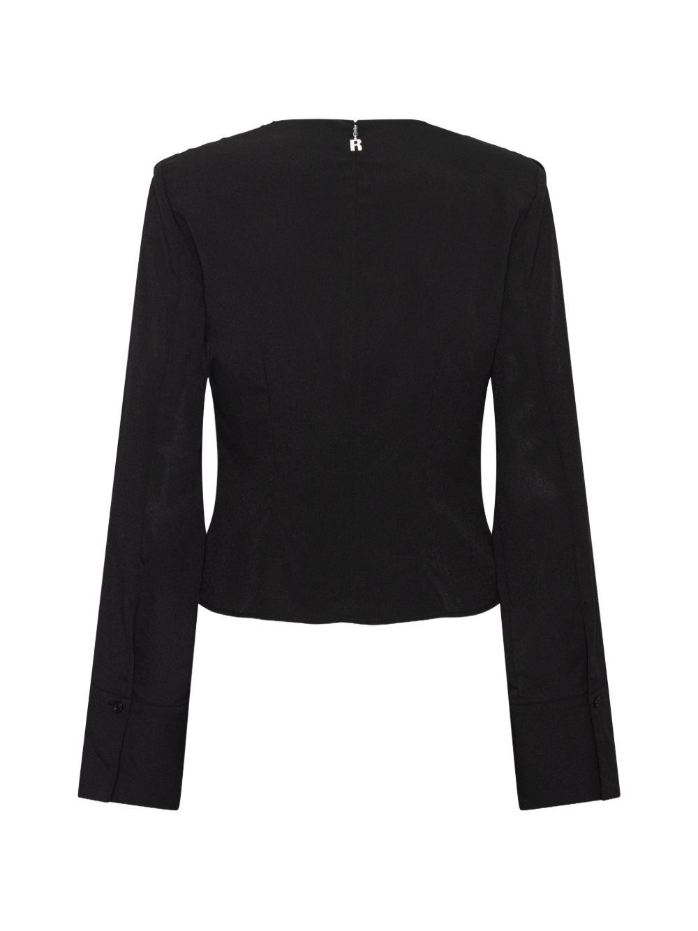 ROTATE Maglia nera con scollo drappeggiato 