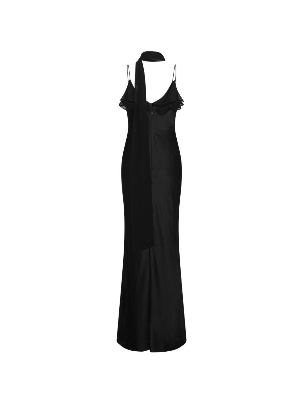 ROTATE Abito lungo V-neck in seta nero 