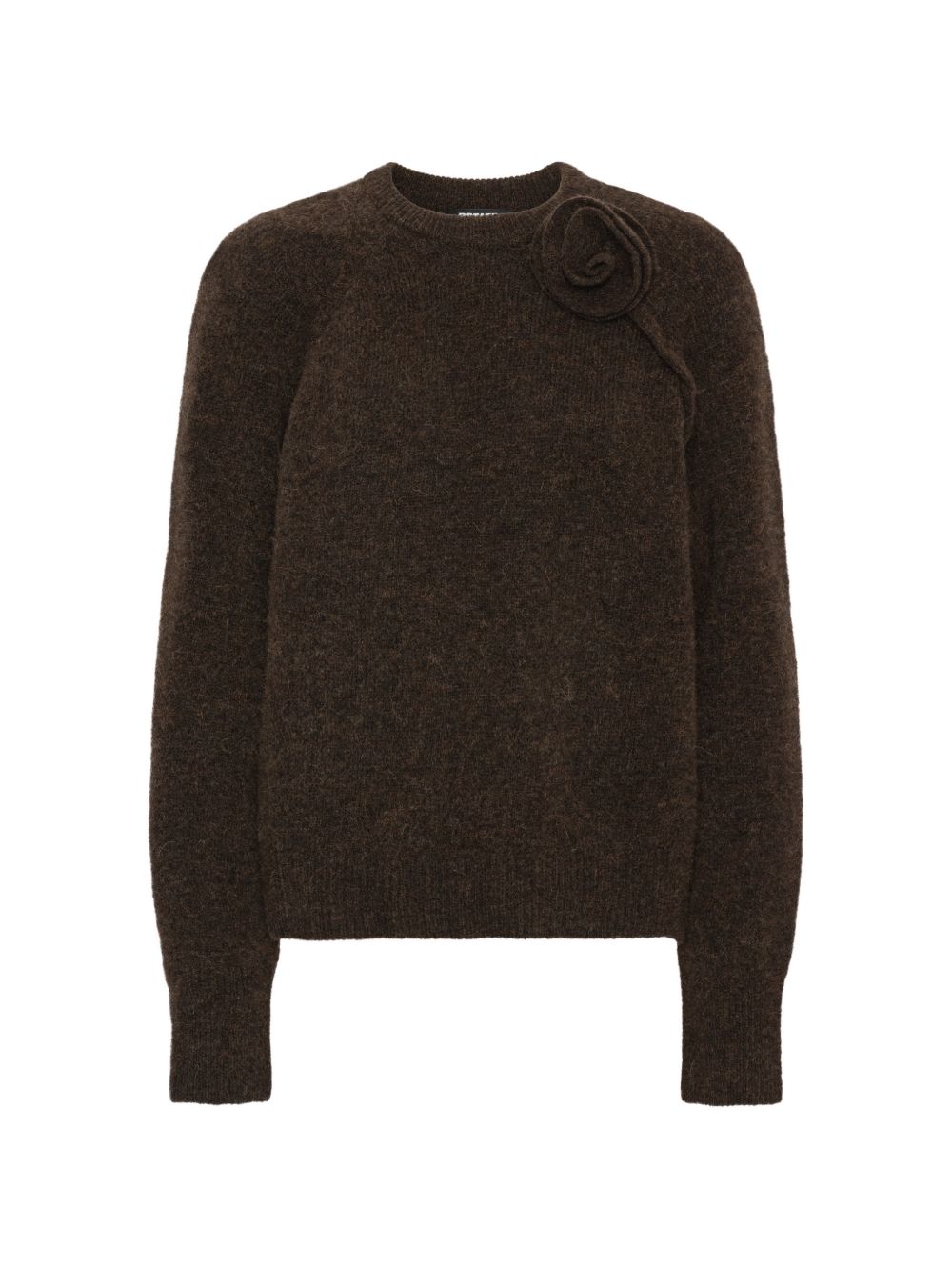 ROTATE Maglione Andie marrone in alpaca con motivo floreale 