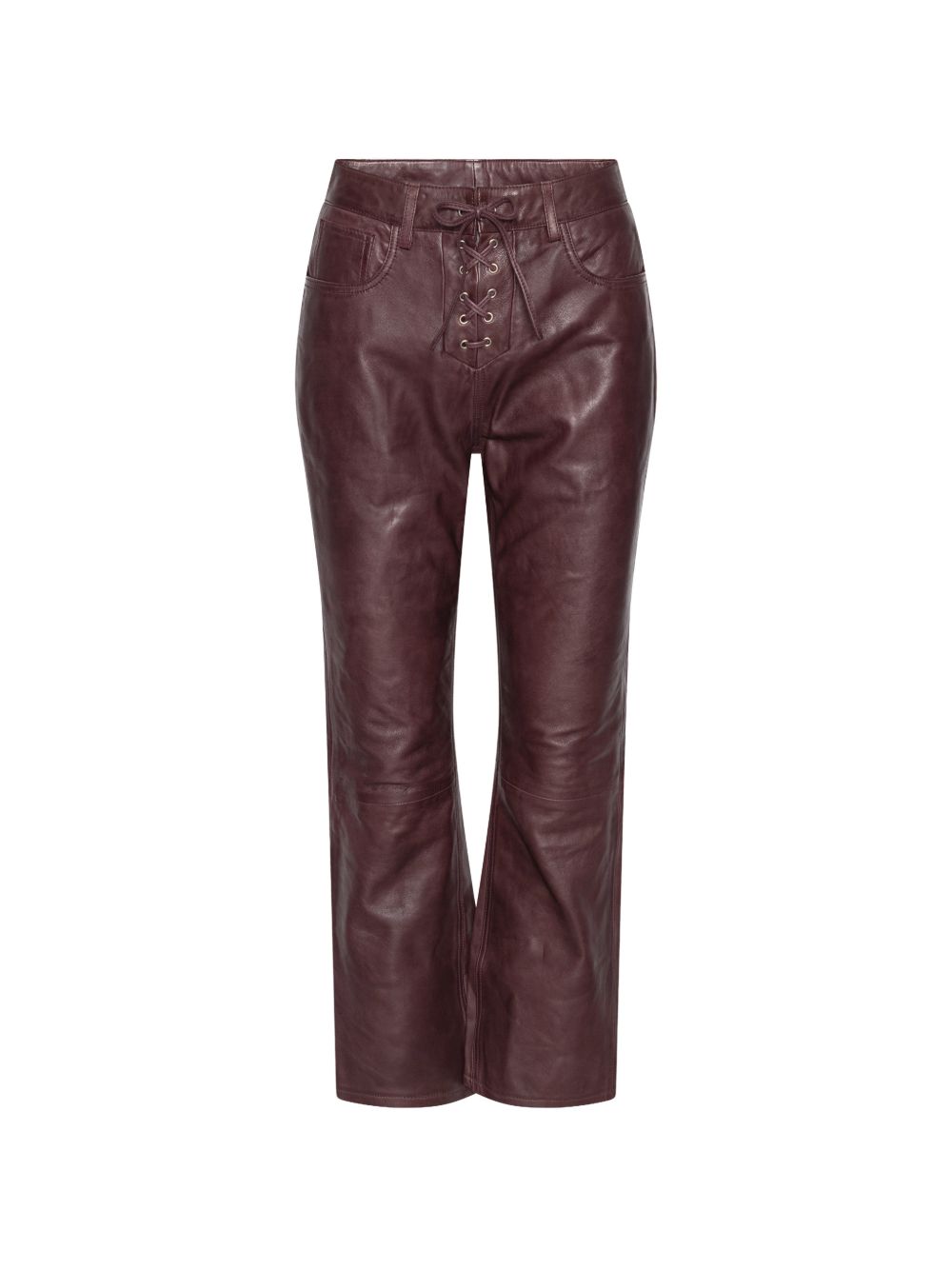 ROTATE Pantaloni in pelle modello capri color mogano 