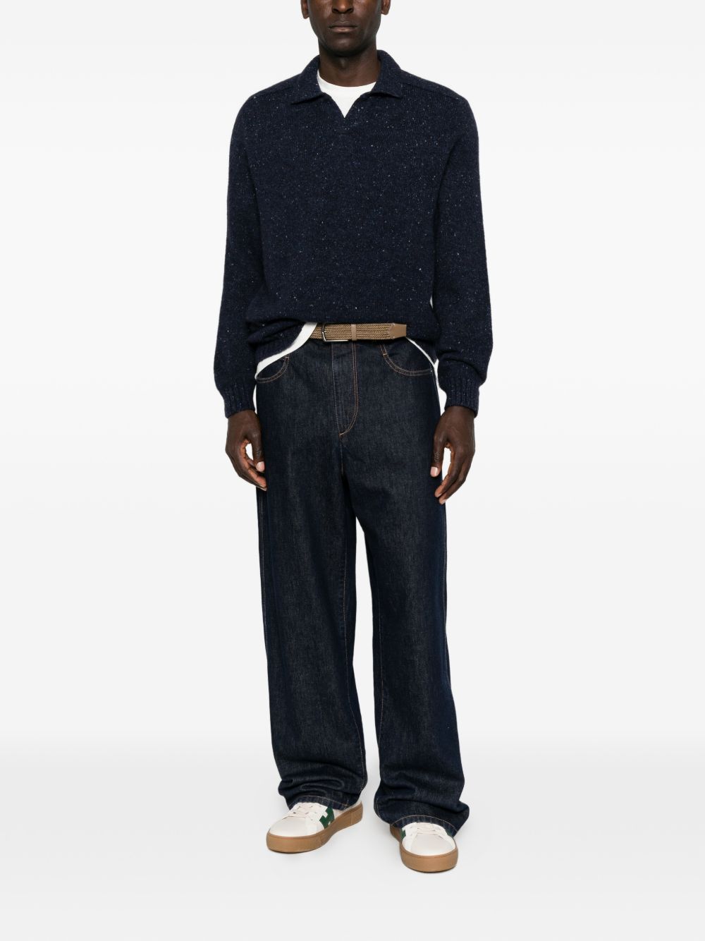 SCAGLIONE Polo in Maglia Blu Screziata 