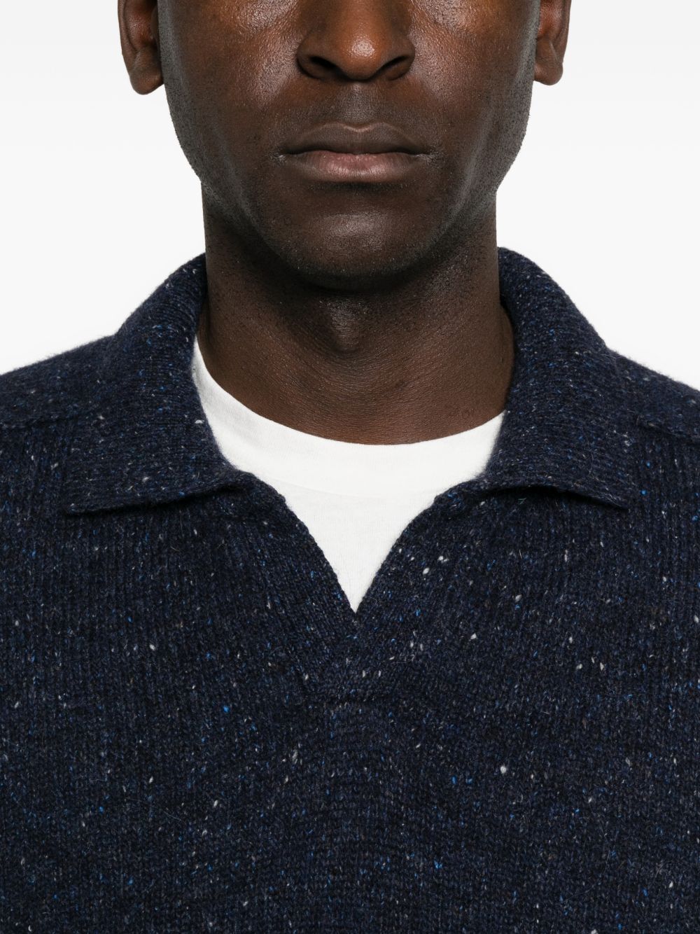 SCAGLIONE Polo in Maglia Blu Screziata 