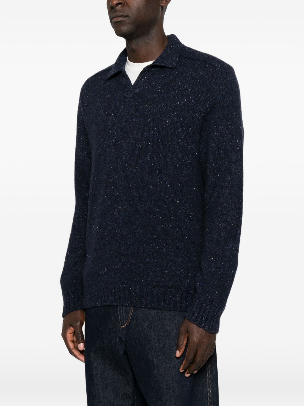 SCAGLIONE Polo in Maglia Blu Screziata 