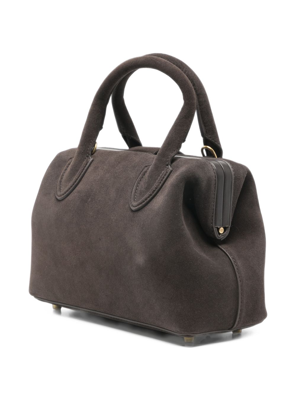 SCHELL Borsa a mano piccola color cioccolato in pelle scamosciata con tracolla removibile 