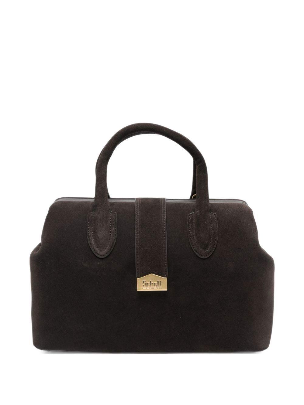 SCHELL Borsa a mano media in pelle scamosciata marrone scuro 