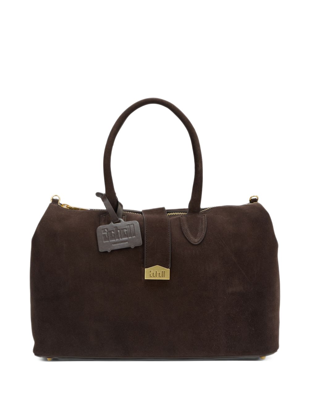 SCHELL Borsa a mano LARGE in pelle scamosciata marrone scuro 