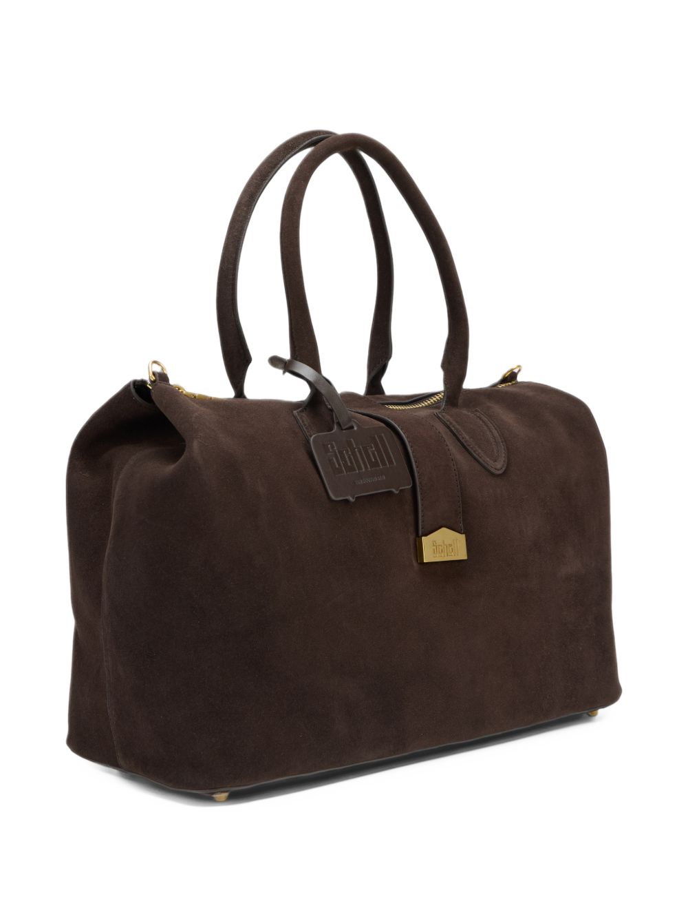 SCHELL Borsa a mano LARGE in pelle scamosciata marrone scuro 