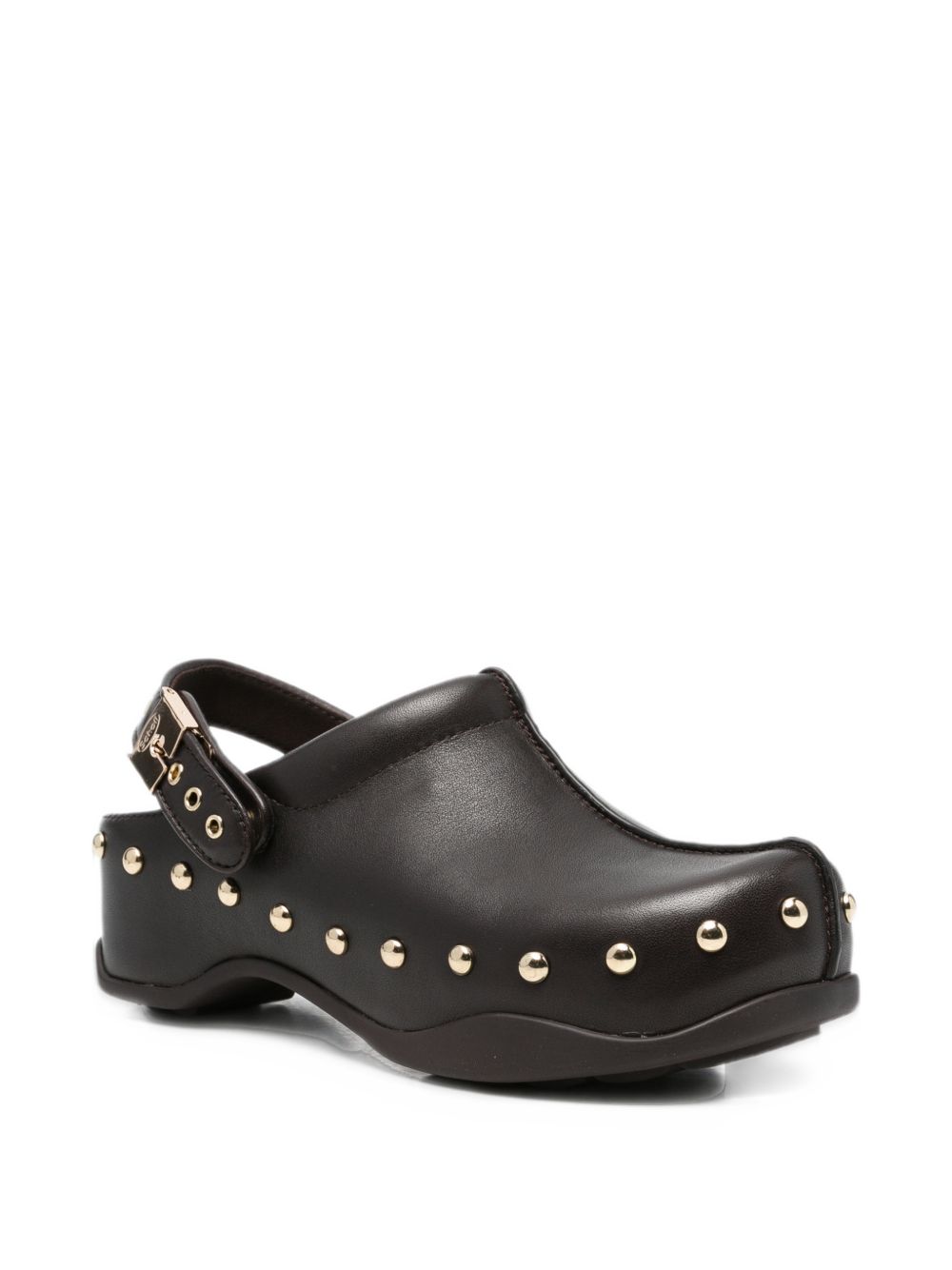 SCHOLL Zoccoli Phoebe in pelle moro con borchie 