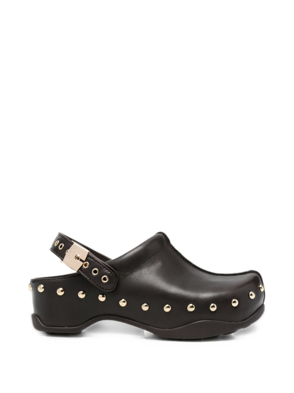 SCHOLL Zoccoli Phoebe in pelle moro con borchie 