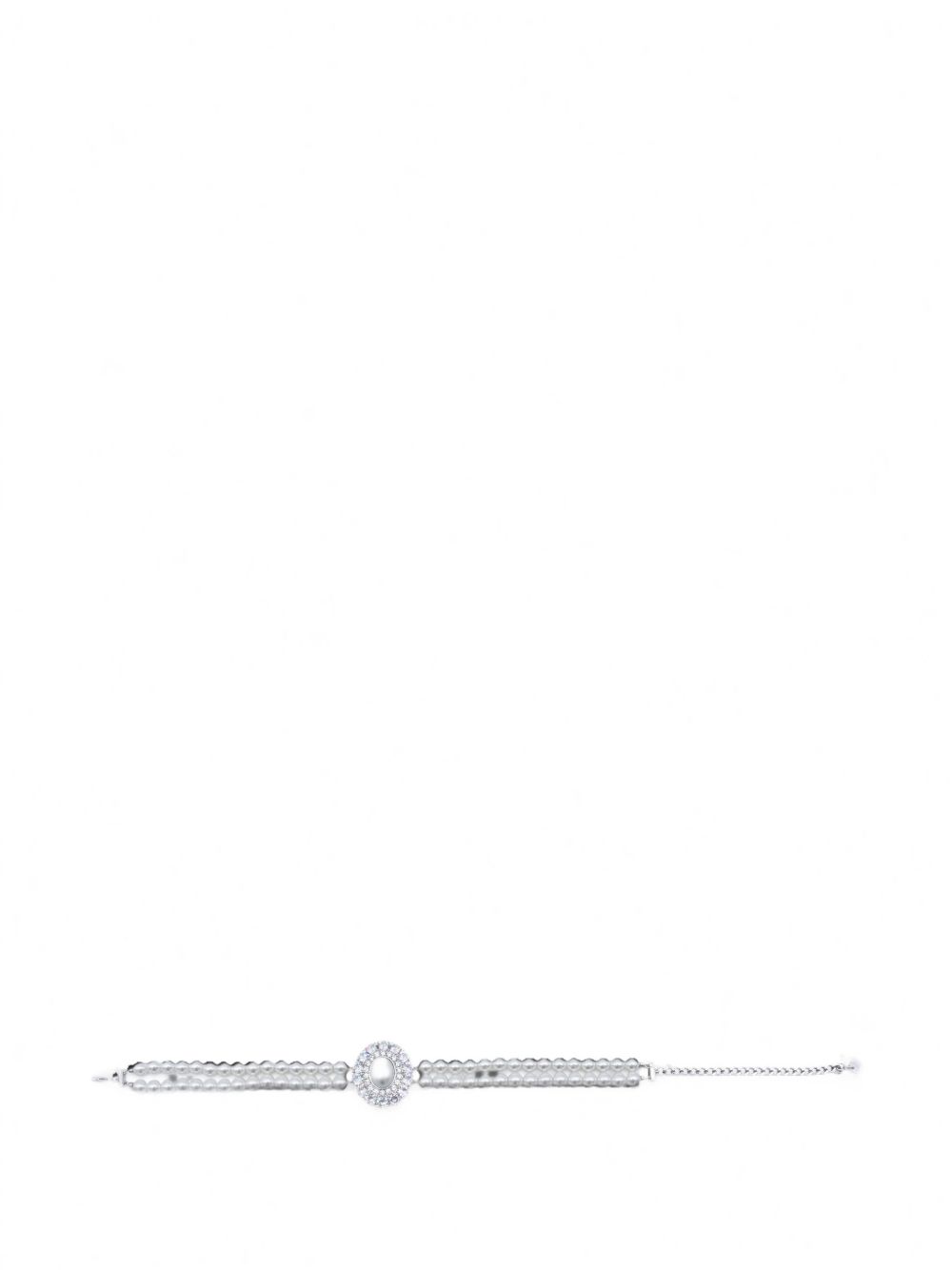SELF PORTRAIT Collier argentato con zirconi e perla centrale 