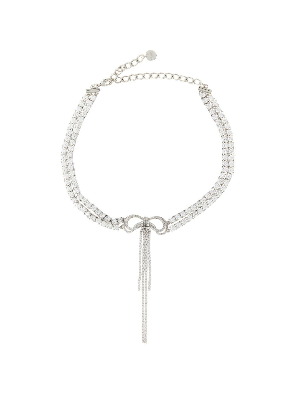 SELF PORTRAIT Collana argentata elegante con strass e pendaglio luminoso 