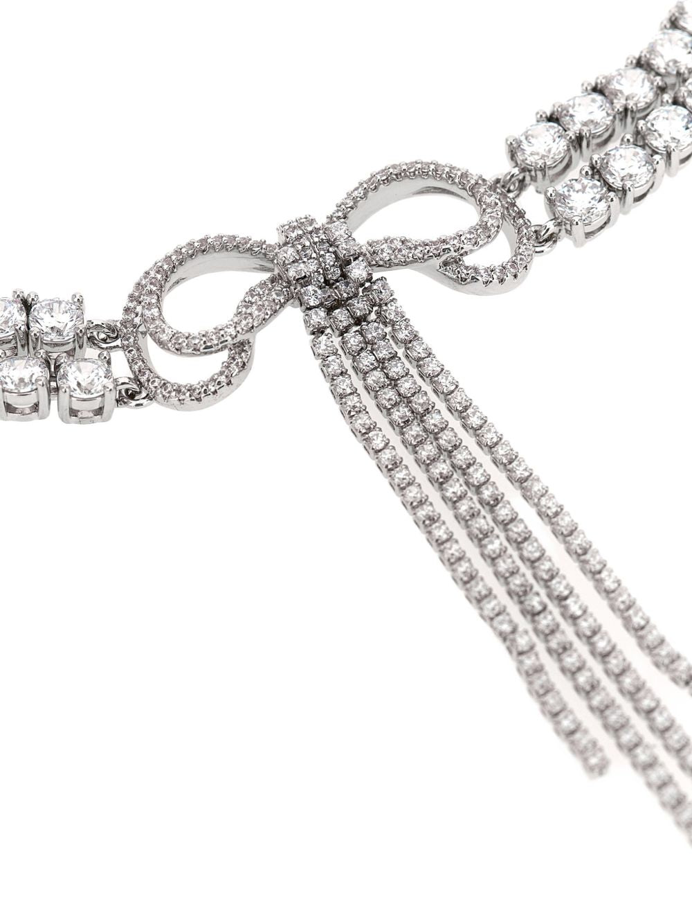 SELF PORTRAIT Collana argentata elegante con strass e pendaglio luminoso 