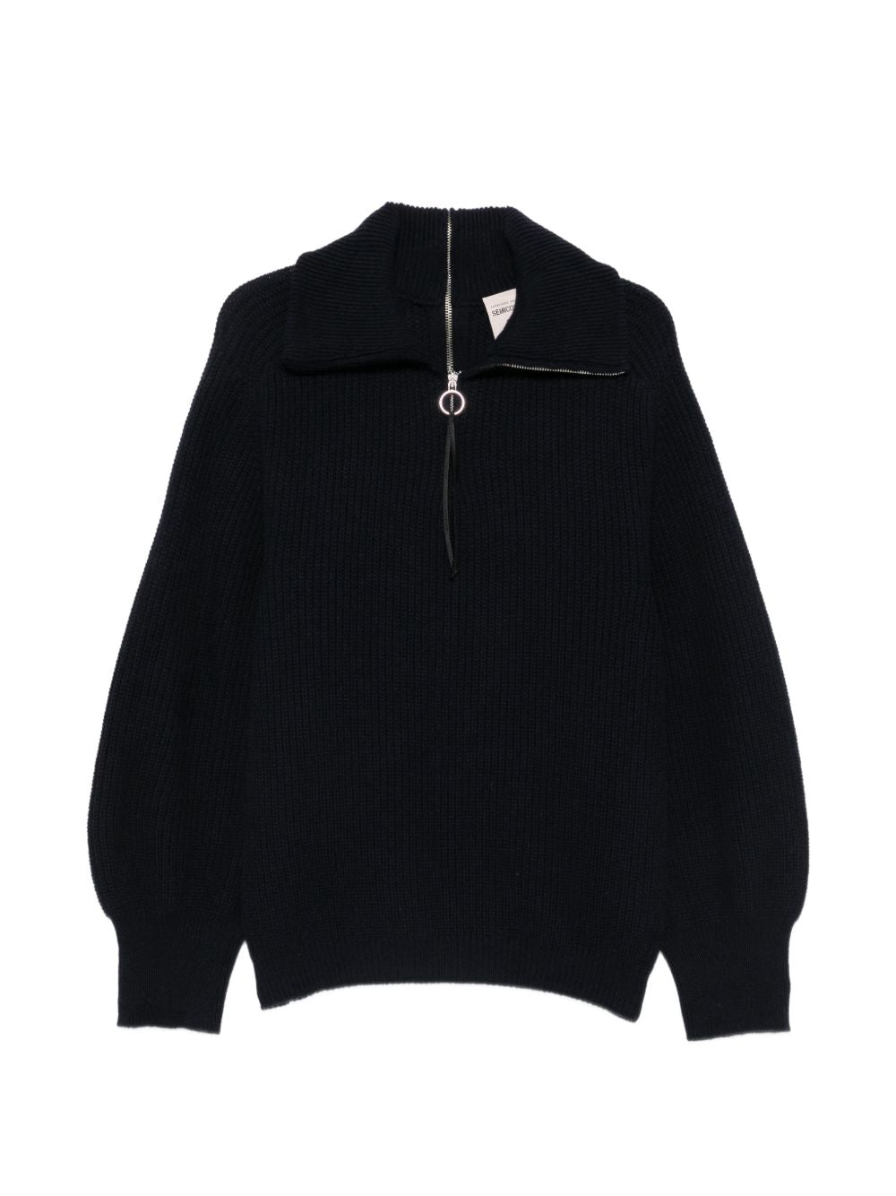 SEMICOUTURE Maglia Lana in lana con zip sul collo e toppe sui gomiti 